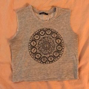 Grey astrology cropped tank